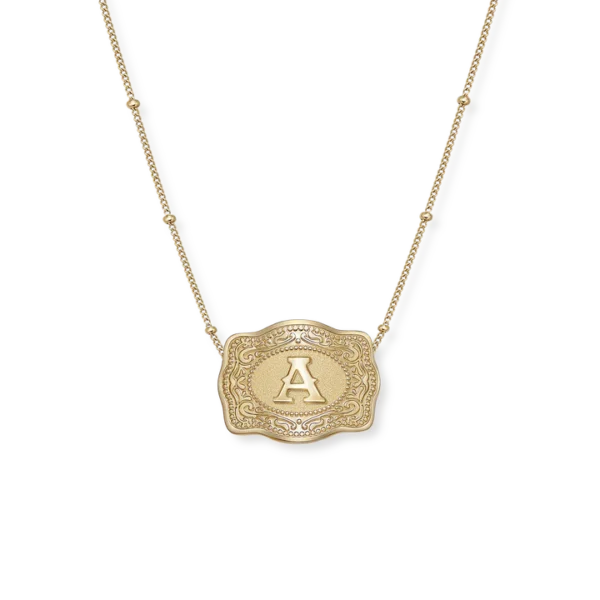 Mini Belt Buckle Necklace (Initial)