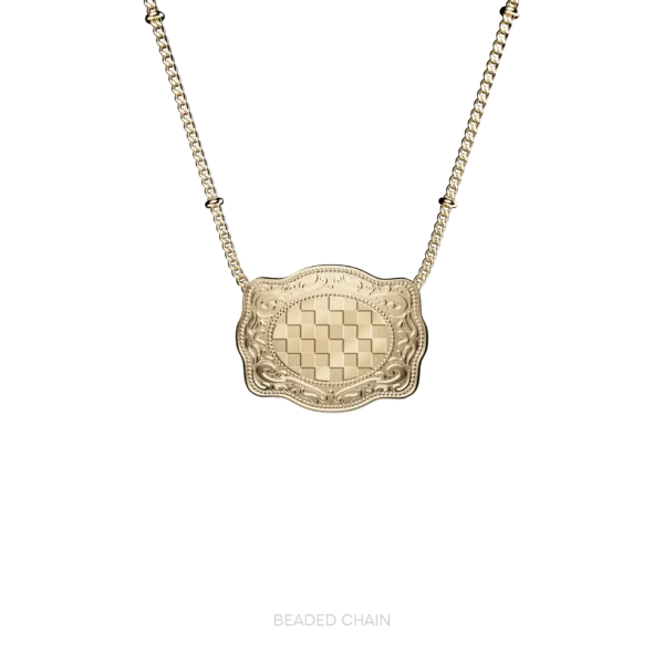 Mini Belt Buckle Necklace (Checkered)