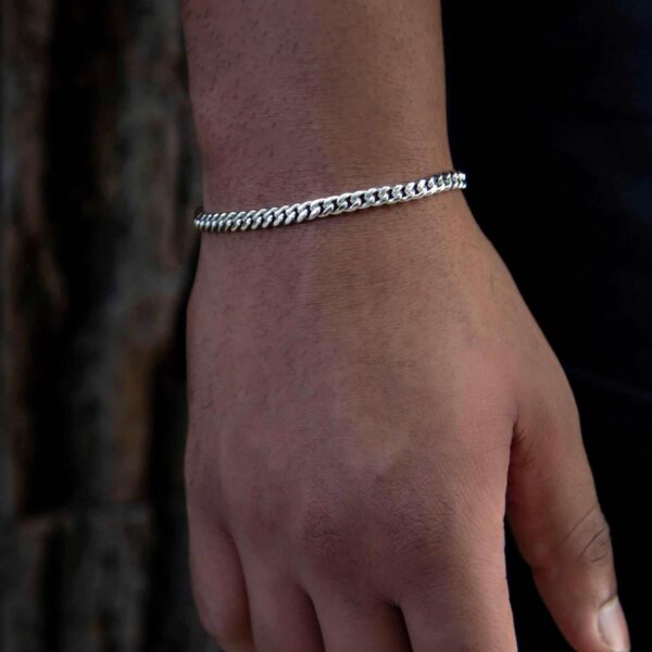 Cuban Link Bracelet in White Gold – 5mm